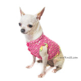 Pink Net Dog Shirts Crochet with Pearls DF18