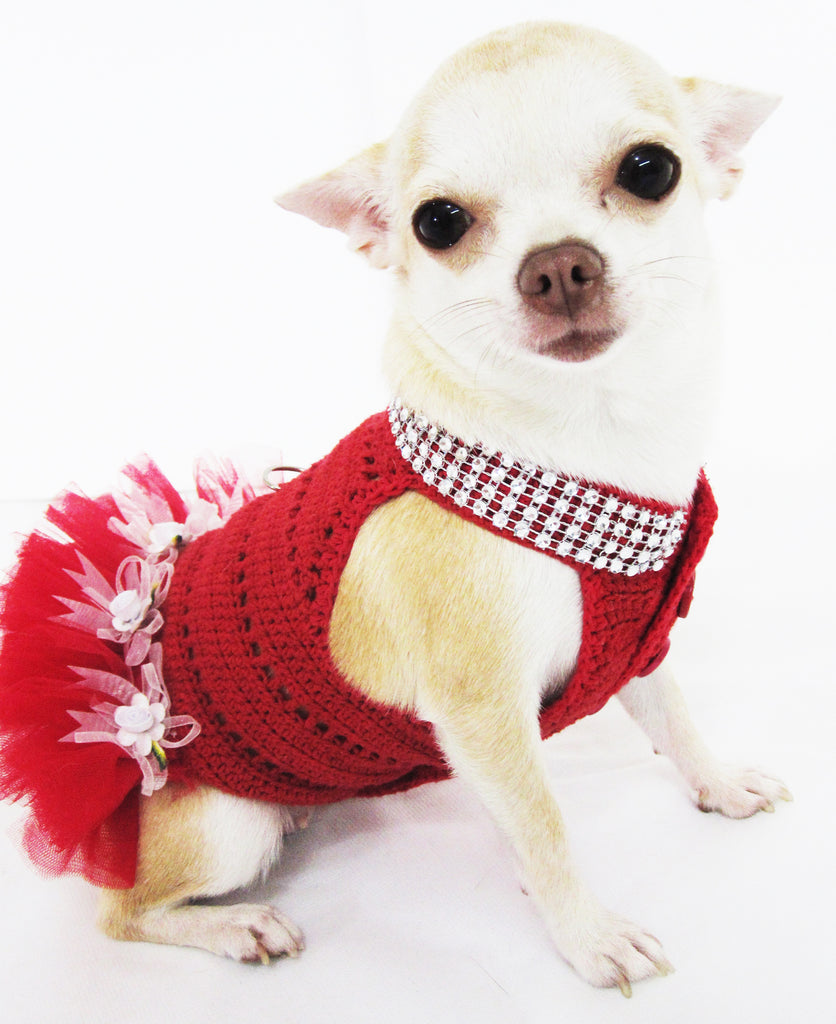 Red Dog Dress Tutu Neck Bling Metal Accessories DF22