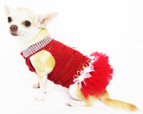 Red Dog Dress Tutu Neck Bling Metal Accessories DF22