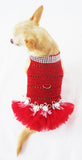 Red Dog Dress Tutu Neck Bling Metal Accessories DF22