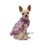 Purple Pink Flower Puzzle Dog Dress with Pearls, Girly Dog Dress Handmade Crochet DF235 by MYknitt