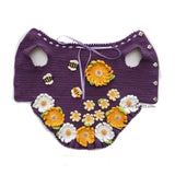 Purple Crochet Dog Dress Full Gerbera Flower with Crochet Bee DF238 Myknitt