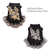 Black Victorian Dog Dress Lace Crystal DF245 Myknitt