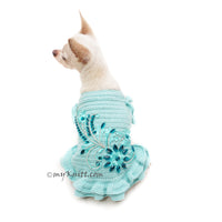 Tiffany Blue Victorian Lace Dog Dress with Crystal DF248 Myknitt
