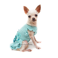 Tiffany Blue Victorian Lace Dog Dress with Crystal DF248 Myknitt