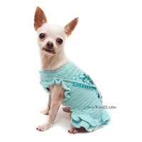 Tiffany Blue Victorian Lace Dog Dress with Crystal DF248 Myknitt