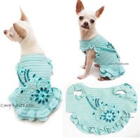 Tiffany Blue Victorian Lace Dog Dress with Crystal DF248 Myknitt
