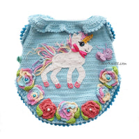 Blue Unicorn Roses Dog Dress Crochet DF260