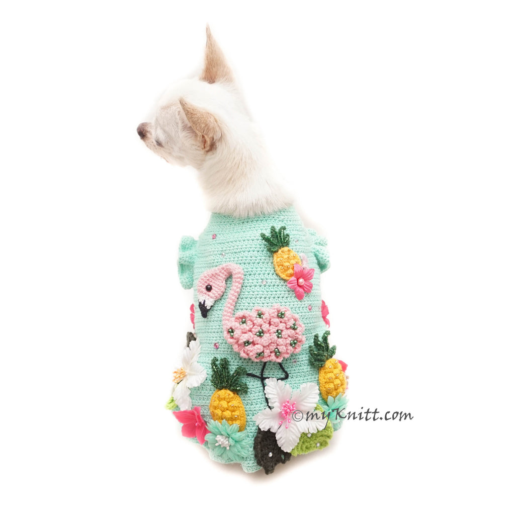 Flamingo Dog Dress Crochet DF266 by Myknitt
