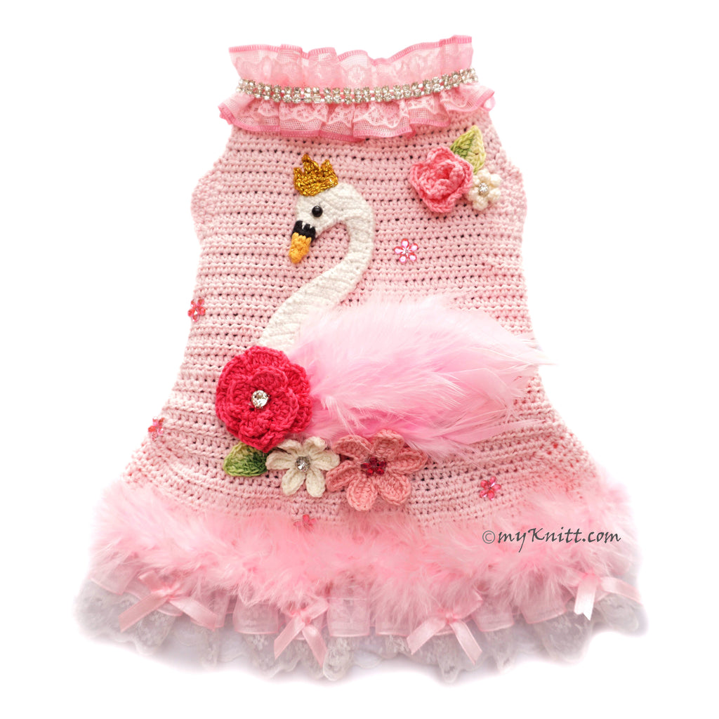 Princess Swan Dog Dress Crochet DF281 Myknitt
