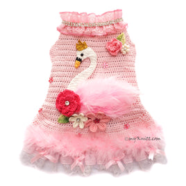 Princess Swan Dog Dress Crochet DF281 Myknitt