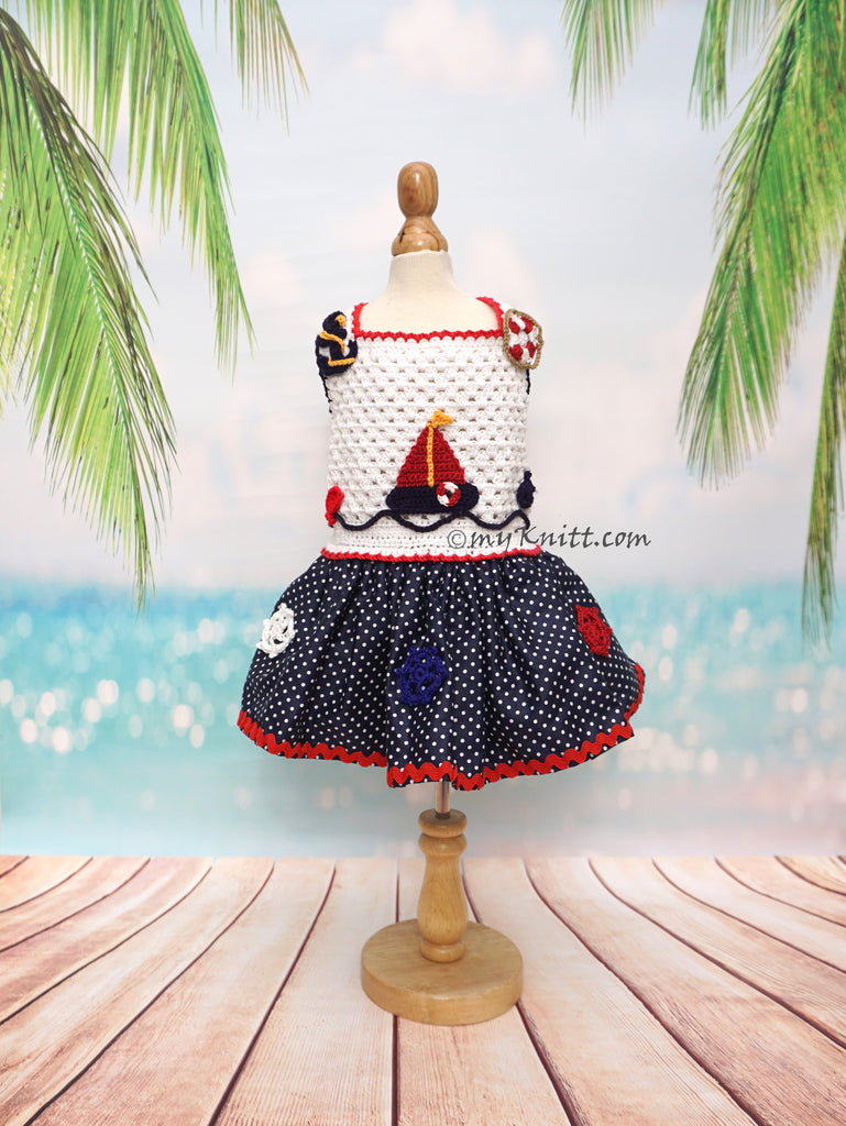 Summer Nautical Dog Dress Simple Crochet DF296 by Myknitt
