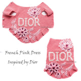 MISS DIOR pink pet dress crochet with sequins and crystal by Myknitt