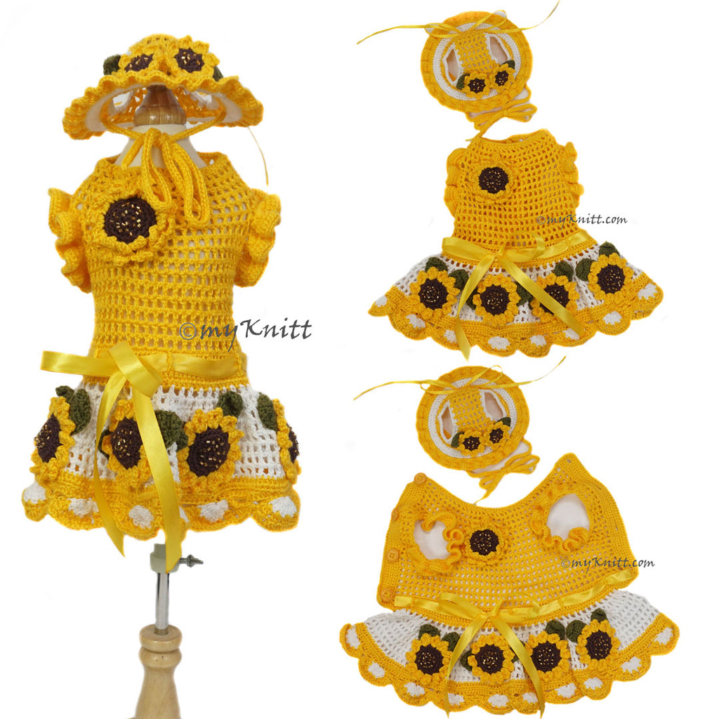 Sunflowers Dog Dress with Summer Hat DF342