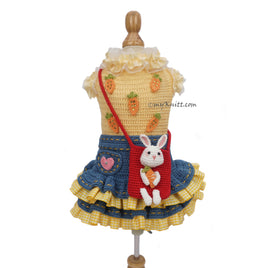 Cute Peter Bunny Crochet Dog Dress with Crochet Bag by Myknitt DF349