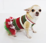 Christmas Dog Dress Tutu Red Green DF9