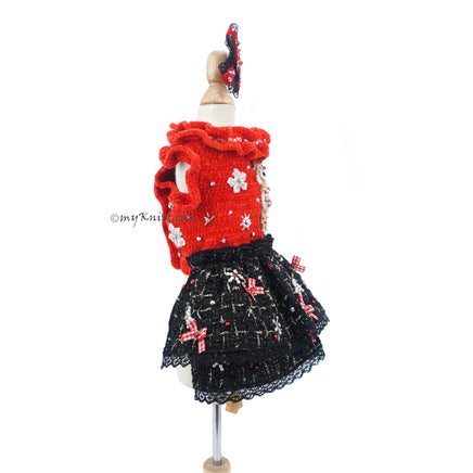 Reindeer Crochet Dog Dress for Christmas