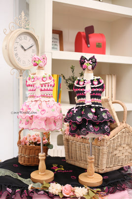 Strawberry Fraisier Peach and Black Dress RM17 Royal Myknitt