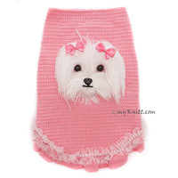 Maltese Dog Selfie Sweater , Dog Portrait Personalized, Dog Portrait Selfie Crochet by Myknitt