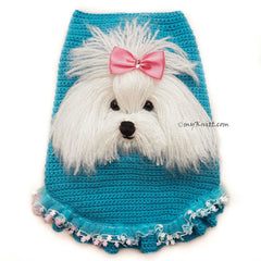 Maltese Dog Selfie Sweater Crochet by Myknitt