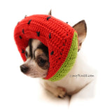 Watermelon Amigurumi Dog Hat Crochet by Myknitt, Funny Pet Photo Props 