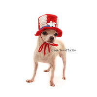 Red White Blue Dog Hat Crochet, Dog Top Hat Crochet by Myknitt 