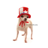 Red White Blue Dog Hat Crochet, Dog Top Hat Crochet by Myknitt 