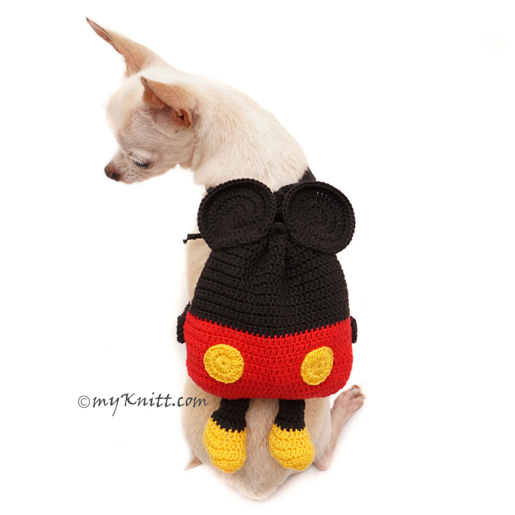 Dog Backpack Harness, Crochet Mickey Mouse, Dog Bag DC1