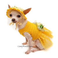 Polka Dot Dog Dress Tutu with Matching Sun Hat Flowers DF102 by Myknitt (1)