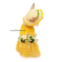 Polka Dot Dog Dress Tutu with Matching Sun Hat Flowers DF102 by Myknitt (2)