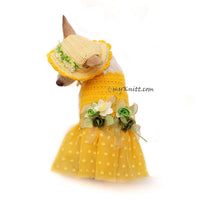Polka Dot Dog Dress Tutu with Matching Sun Hat Flowers DF102 by Myknitt (3)