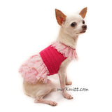 Pink Ballerina Dog Dress with Gold Tutu Glittery Handmade Crochet DF104 by Myknitt (1)