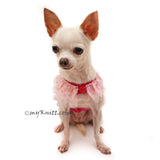 Pink Ballerina Dog Dress with Gold Tutu Glittery Handmade Crochet DF104 by Myknitt (4)
