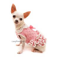 Pink Dog Dress with Lots of Frills Crochet Skirts DF111