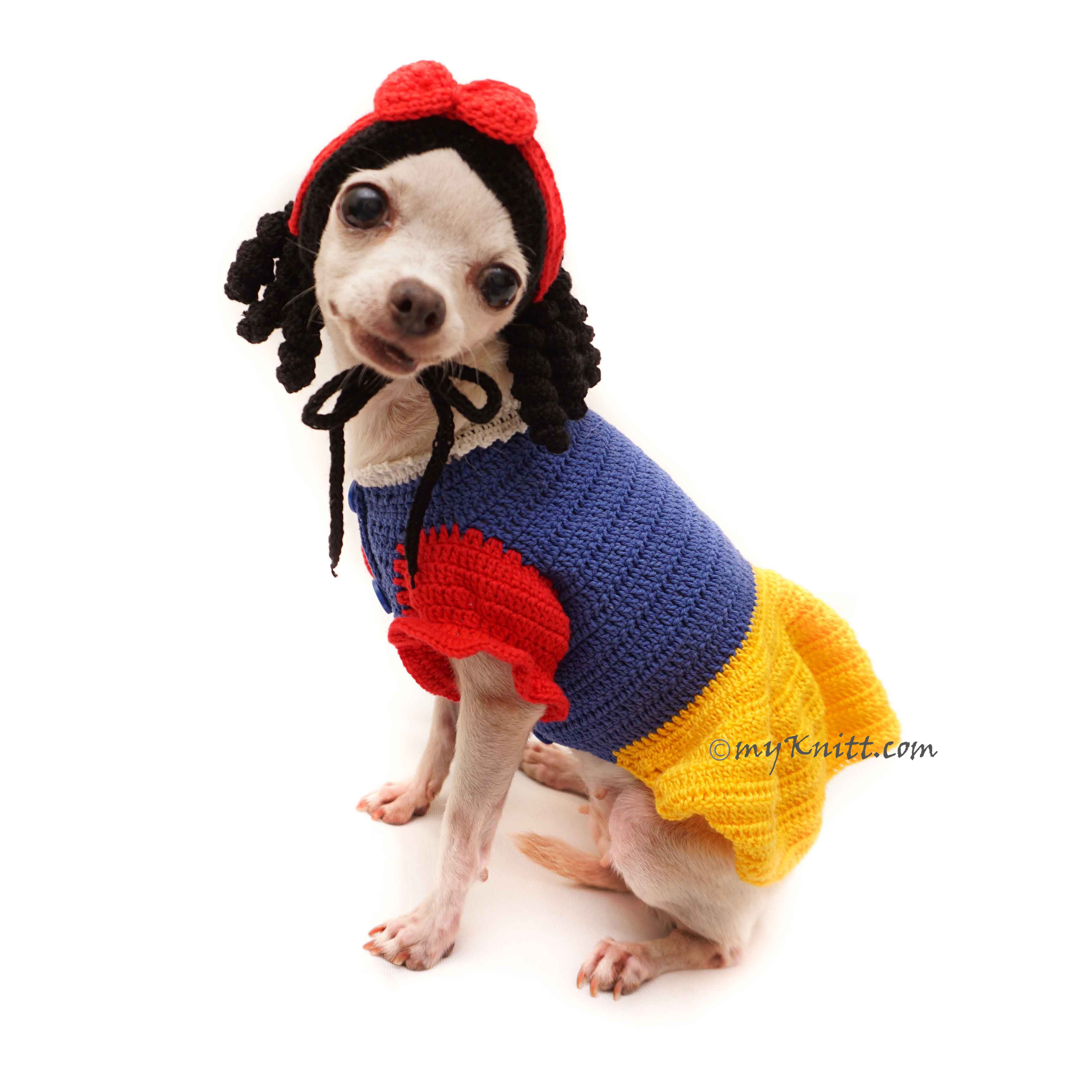 Snow White Dog Costume, Disney Dog Costumes, Crochet Dog Hat DF123 by Myknitt