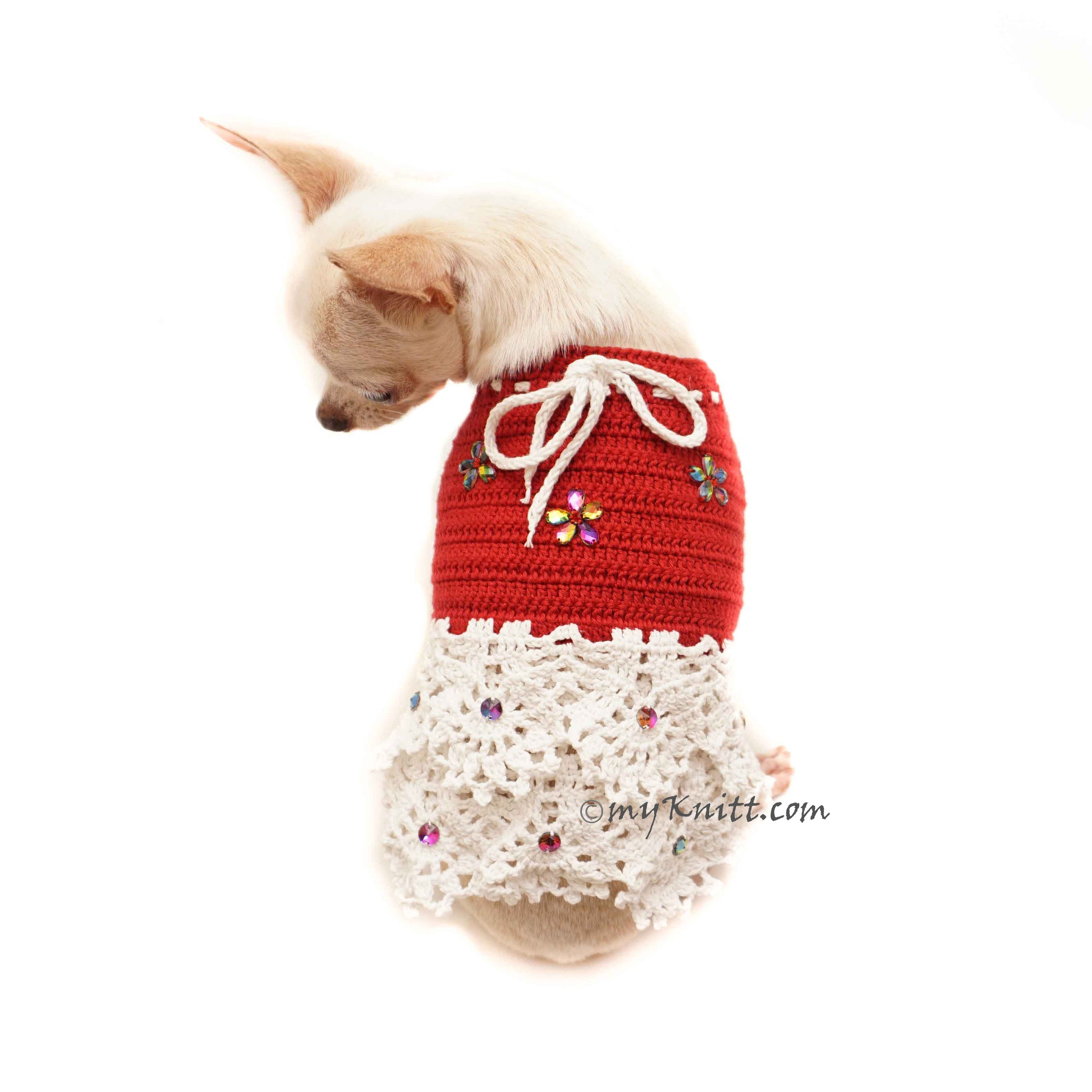 Burgundy Dog Dress, Chihuahua Dog Dress Wedding, Personalized Dog Clot| myknitt Burgundy Dog Dress, Chihuahua Dog Dress Wedding, Personalized Dog Clot| myknitt