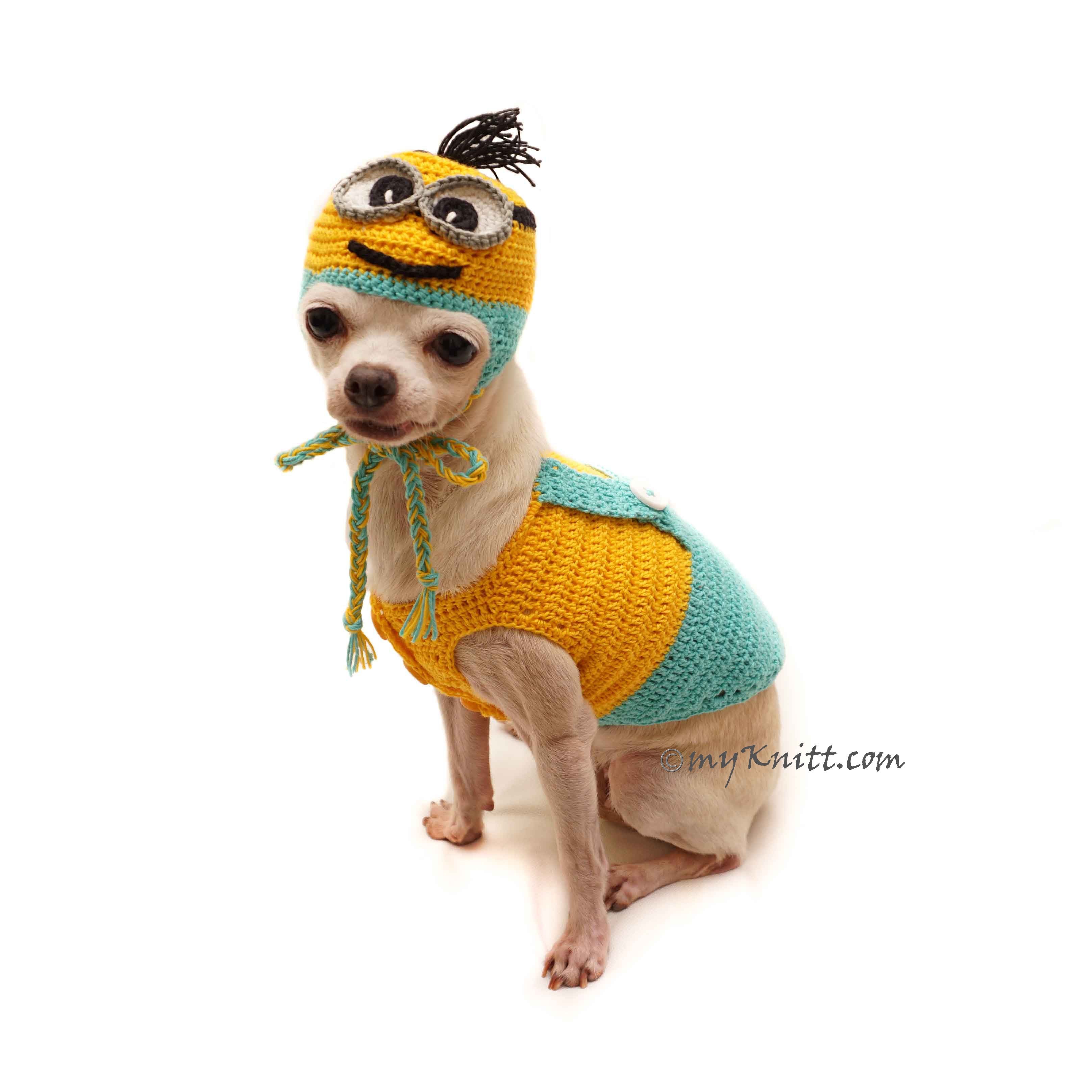 Minion Dog Costume, Chihuahua Costume, Despicable Me Dog Costume by Myknitt
