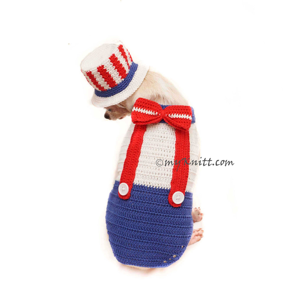 Uncle Sam Top Hat for Dog, 4th Of July Dog Clothes, USA Patriotic Dog Costume DF140