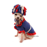 Big Kinky Curyl Dog Wigs Crochet in Red White and Blue Party Costume by Myknitt