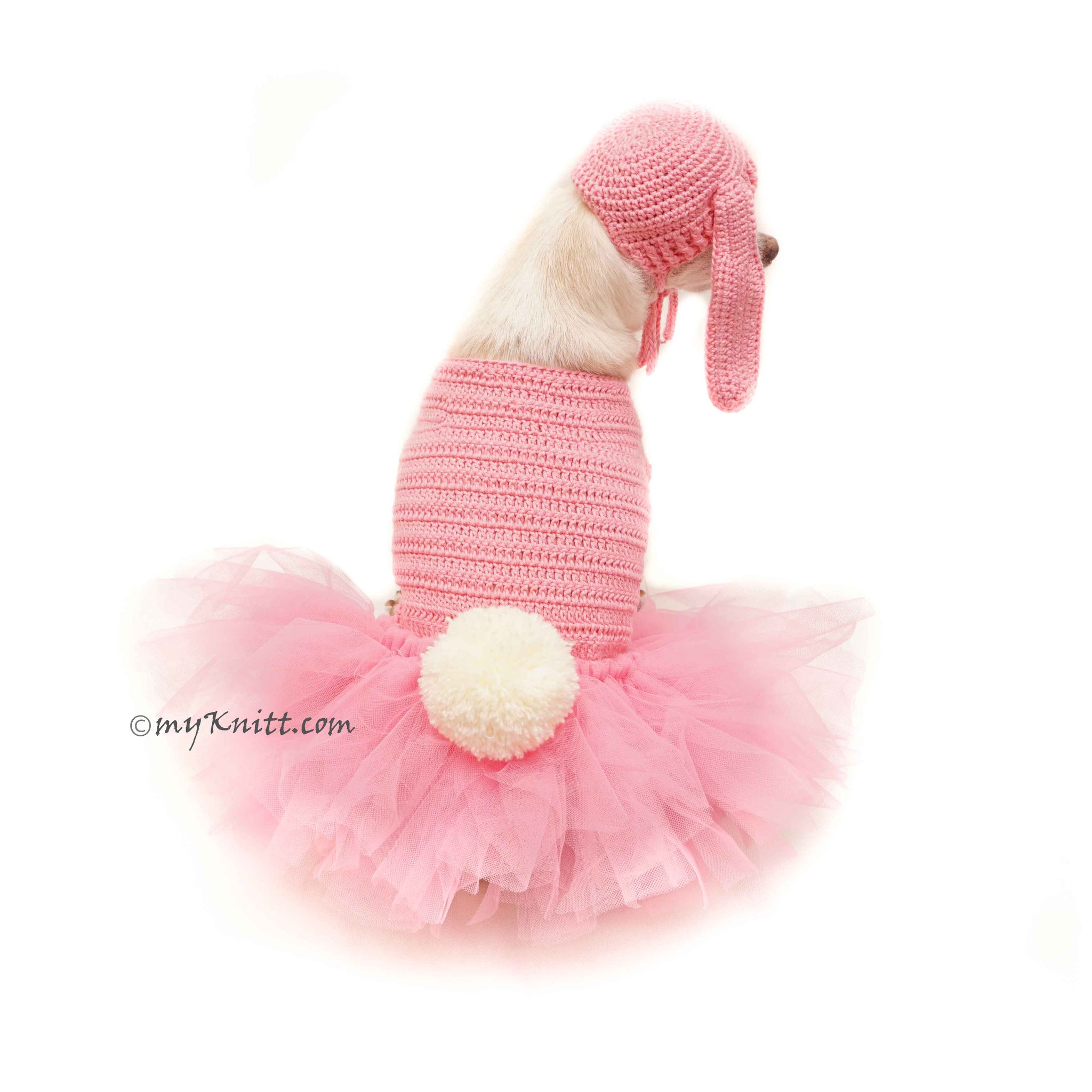 Pink Dog Tutu Dress Bunny Rabbit, Cute Pet Costume Rabbit Crochet DF14 ...