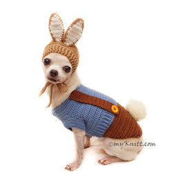Peter Rabbit Pet Costume, Rabbit Bunny Dog Costume Dog Hat DF149 Myknitt