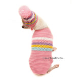 Baby Pink Pet Sweater Knit, pom pom dog hat knitting, Myknitt