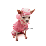 Pink Striped Dog Hat Crochet by Myknitt 