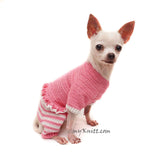 Long Leg Dog Sweater Pink, Pink Dog Pajamas, Sleeping Dog Clothes DF159 Myknitt 