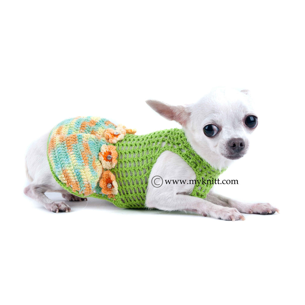 Net Crochet Chihuahua Clothes Ball Gown Dog Dress DF15