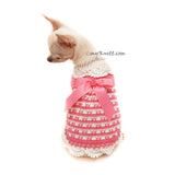 Vintage Pink Dog Dress Crochet with Victorian Edging DF160 by Myknitt