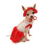Summer Dog Dress Red Crochet Love Pattern with Matching Dog Sun Hat Df161 Myknitt 