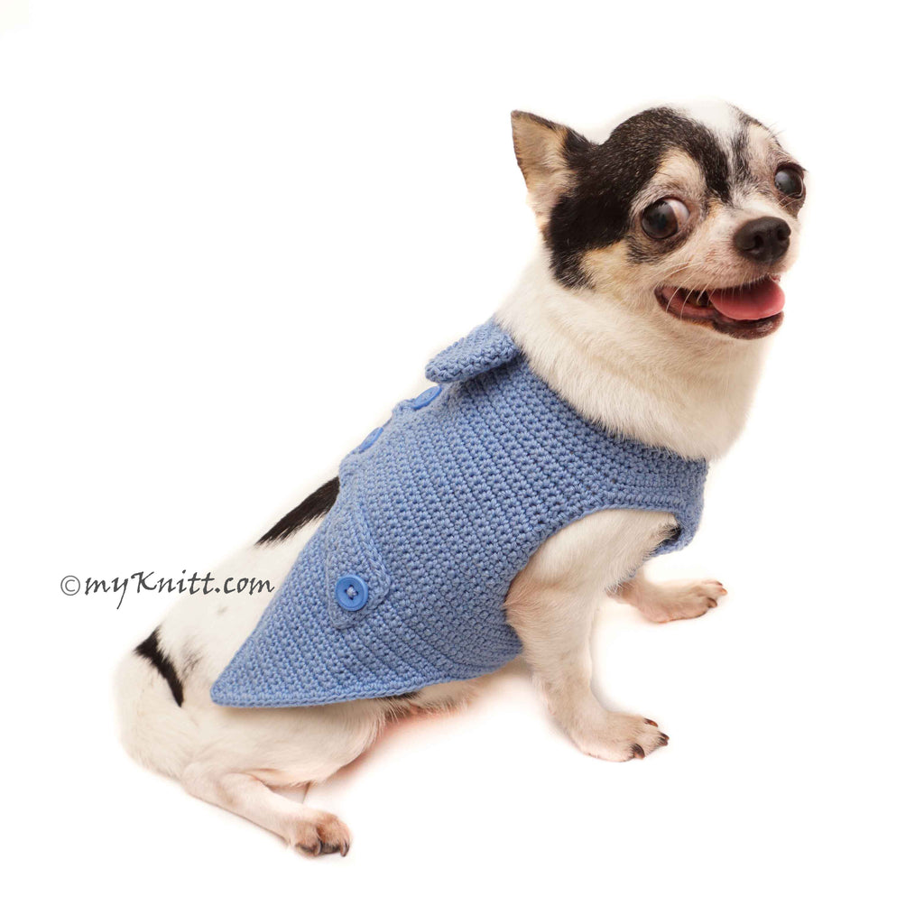 Blue Casual Dog Tuxedo, Crochet Dog Clothes Custom DF163 by Myknitt