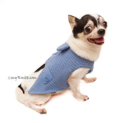 Blue Casual Dog Tuxedo, Crochet Dog Clothes Custom DF163 by Myknitt