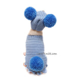 Blue Dog Sweater with Pom Pom Crochet Dog Hat Myknitt